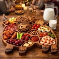 thumbnail image 4 of Wooden Charcuterie Board with Compartments — Rustic Farmhouse Highland Cow Design Serving Tray, Natural Solid Cheese Board for Meat, Snacks & Holiday Entertaining, 4 of 6