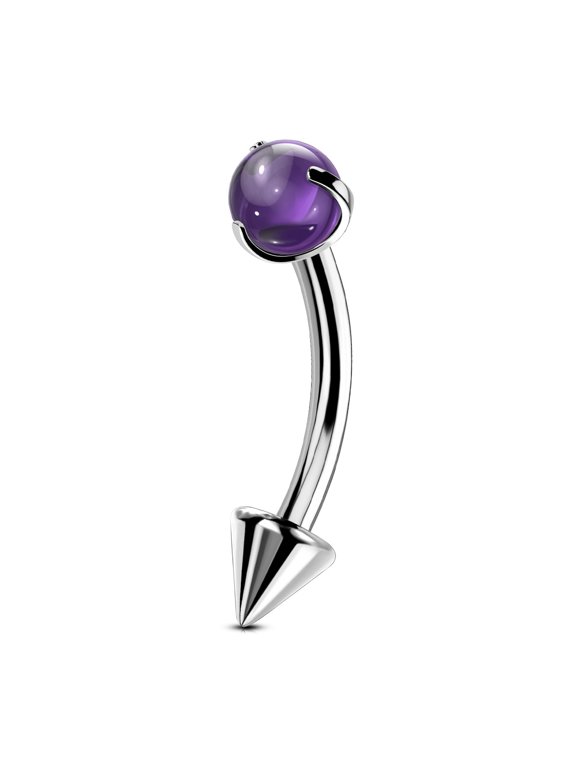 Amethyst G23 Titanium Eyebrow Stud 16G Curved Barbell Helix Cartilage Lobe Daith Rook Conch Tragus Auricle Snug Orbital Piercing Jewelry