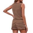 thumbnail image 6 of Womens 2 Piece Outfits Sleeveless V Neck Striped Knit Tops & Shorts, 6 of 7