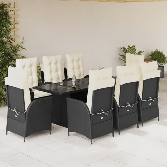 vidaXL Garden Dining Set Black, Cream White