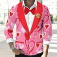 thumbnail image 4 of MaFYtyTPR Valentine's Day Men's Shirts Long Sleeve Lapel Collar Creative Printed Button Shirt Top for Man Hot Pink S, 4 of 5