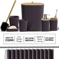 thumbnail image 3 of Hearth & Harbor 27 Piece Bamboo Bathroom Sets, Purple Bathroom Accessories Set with Bathroom Rugs and Shower Caddy Set, 3 of 8