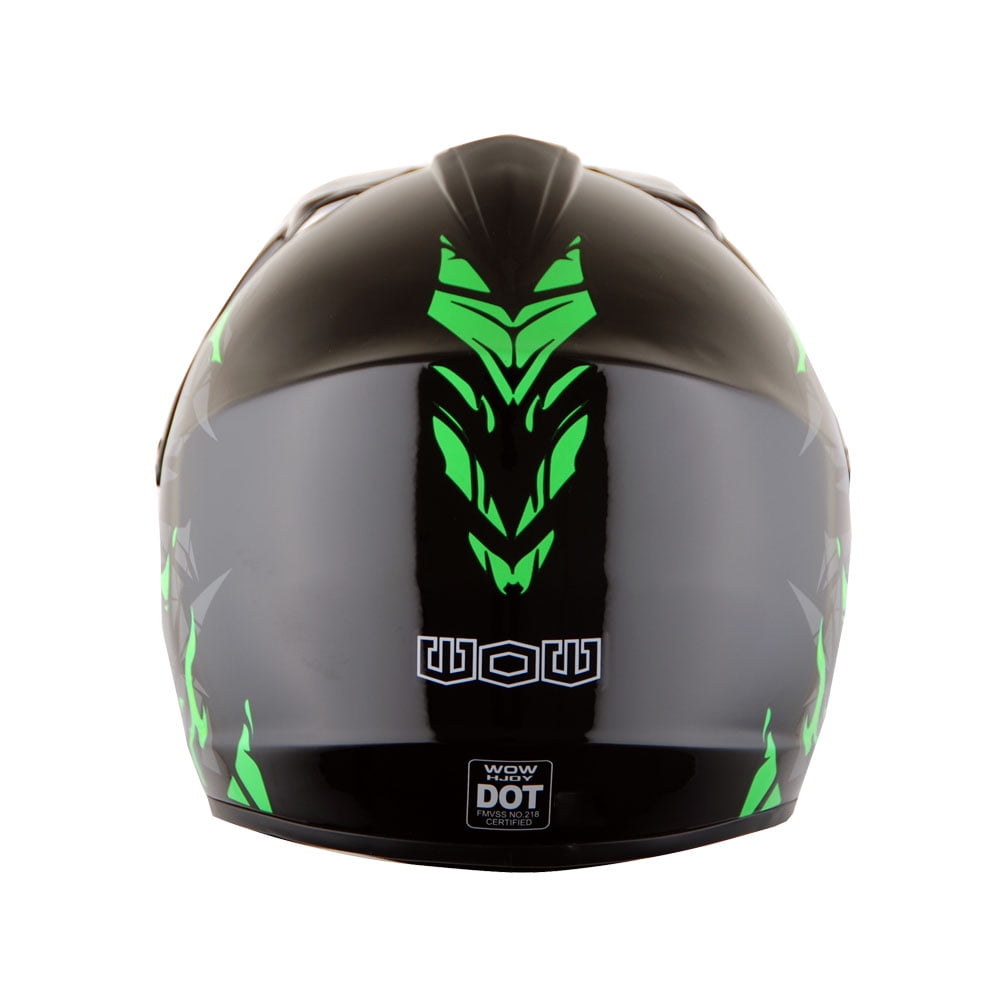 WOW Youth Kids Motocross BMX MX ATV Dirt Bike Helmet HJOY Dino Green