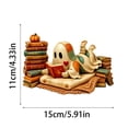 thumbnail image 3 of Decor Figurine Patchwork Ghost Reading Vintage Book Stack Halloween Home and Desk Decoration for Reading Nooks Book Shelves and Autumn Indoor Party Display, 3 of 8