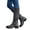 Black, variant on Womens Vintage Leather Knee High Boots Ladies Block Low Heel Knee Length Wide Calf Riding Booties