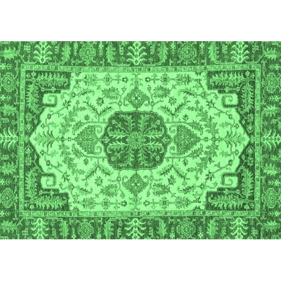 Ahgly Company Indoor Rectangle Abstract Emerald Green Modern Area Rugs, 8' x 12'
