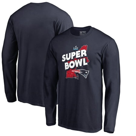 Fanatic Long Sleeve New England Patriots NFL Pro Line by Fanatics Branded Super Bowl LII Bound Hometown Trap Long Sleeve T-Shirt - Navy ()