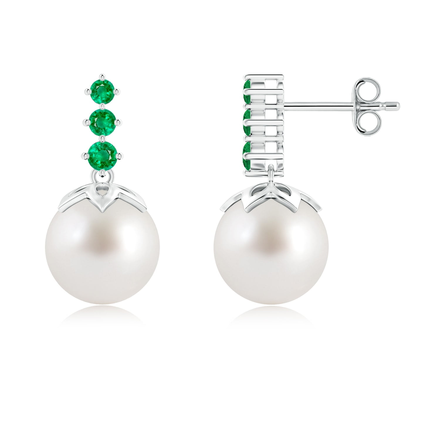 Angara Mother S Day Sale South Sea Cultured Pearl Earrings With Graduated Emerald In Silver 9mm South Sea Cultured Pearl Se1208sspre Sl Aaa 9 Walmart Com Walmart Com walmart