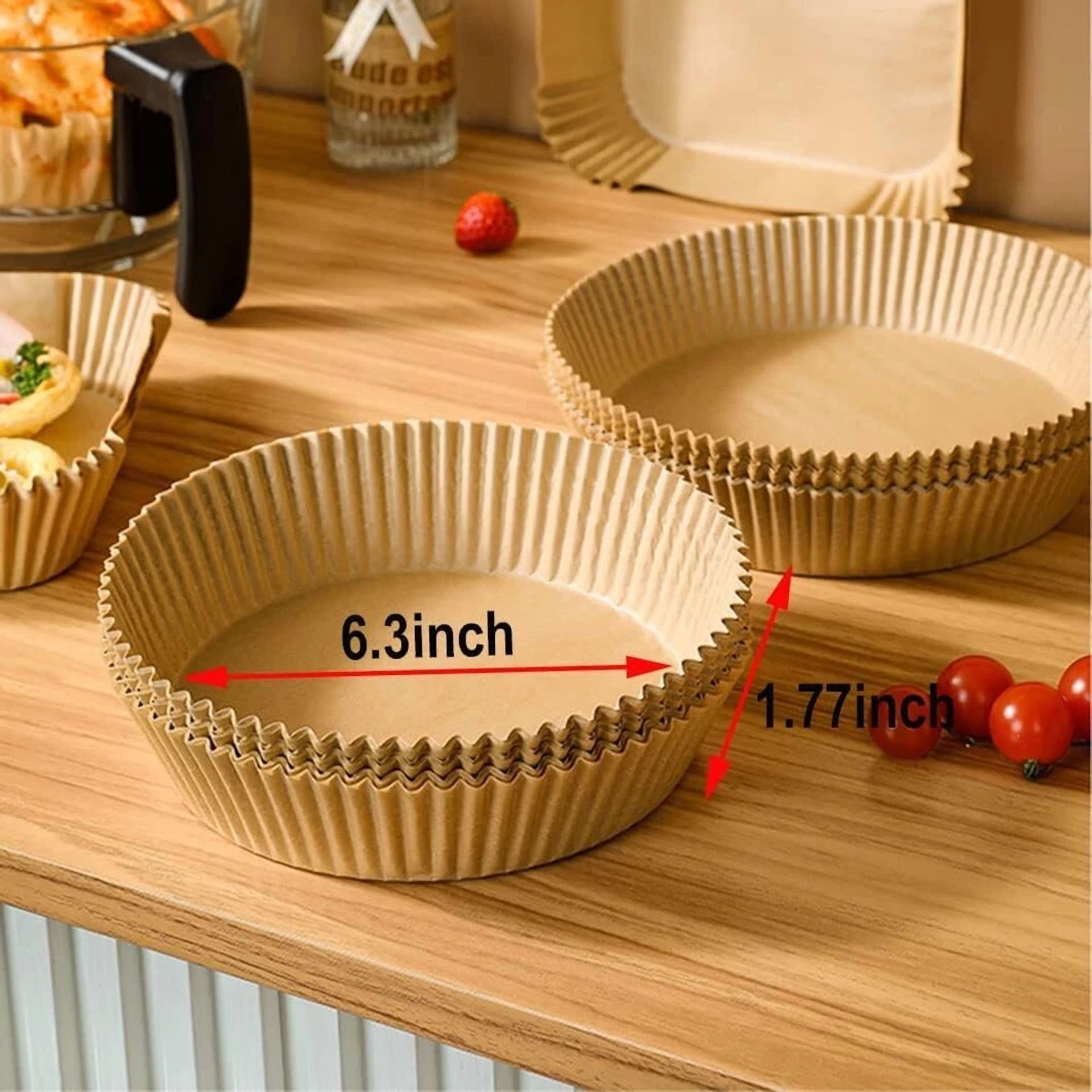 FLINT- 6.3" Air Fryer Disposable Paper Liners Mat Non-Stick Parchment Paper 100 Piece