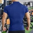thumbnail image 4 of USNSM Mens Shirts Quarter Zip Short Sleeve Gym Workout Performance Moisture Wicking Athletic Quick Dry Compression Shirt for Men Blue XXXL, 4 of 5