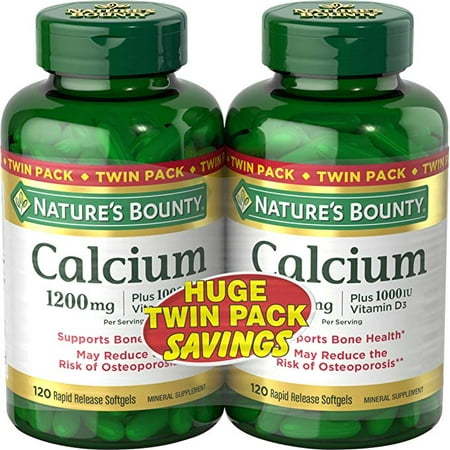 - Nature's Bounty Calcium + D3 Softgels, 1200mg, 120 ct (2 Pk)