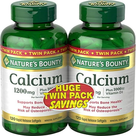 Nature's Bounty Calcium + D3 Softgels, 1200mg, 120 ct (2