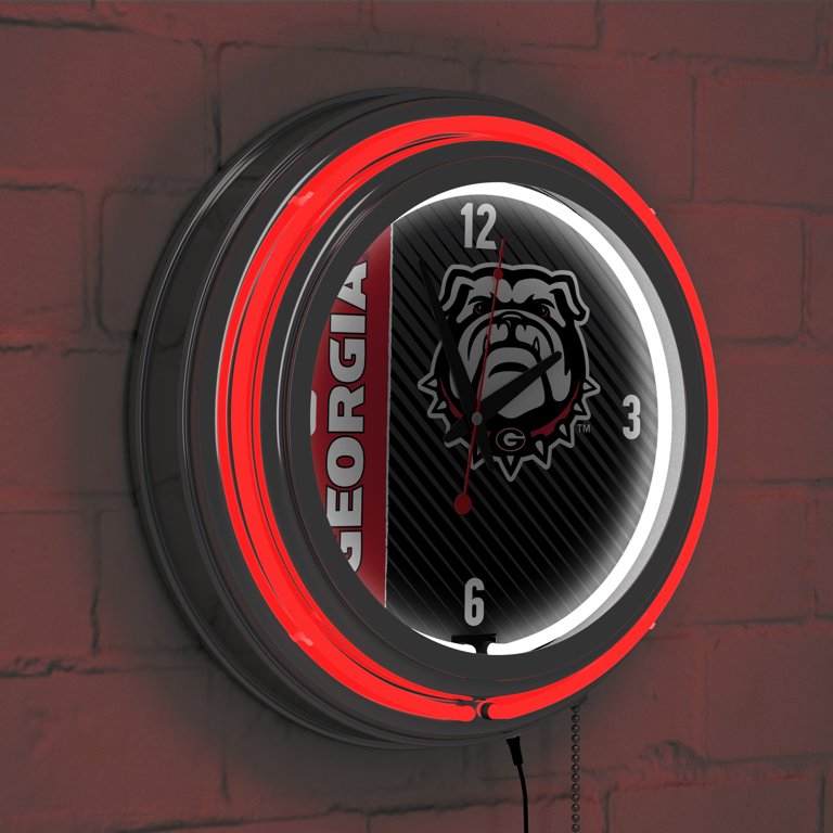 University of Georgia Chrome Double Rung Neon Clock - Text