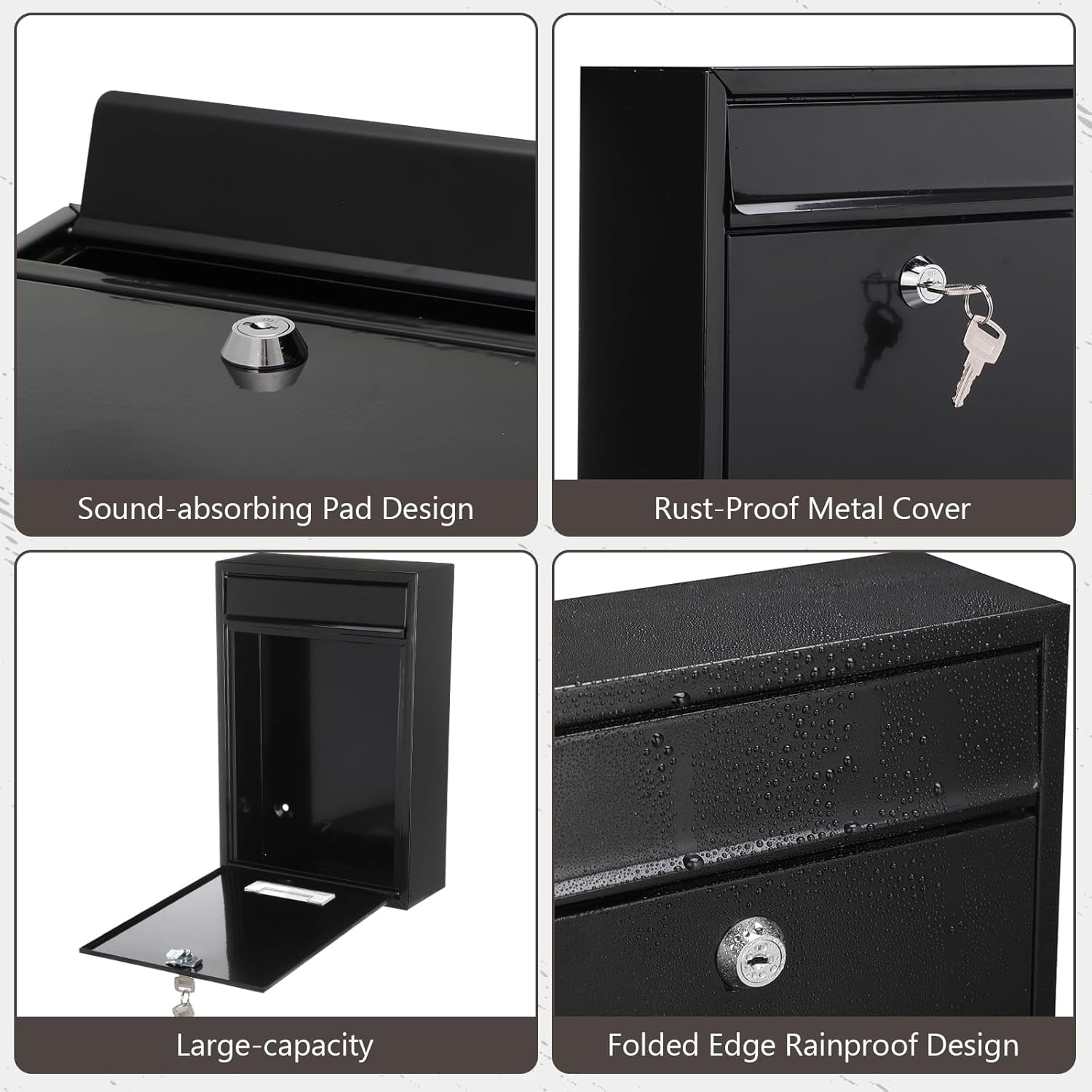 3 Pcs Locking Mailboxes Wall Mounted, 12.6 x 8.5 x 3.3 in Vertical  Drop Box Metal Rust-Proof Post Box for Home Office
