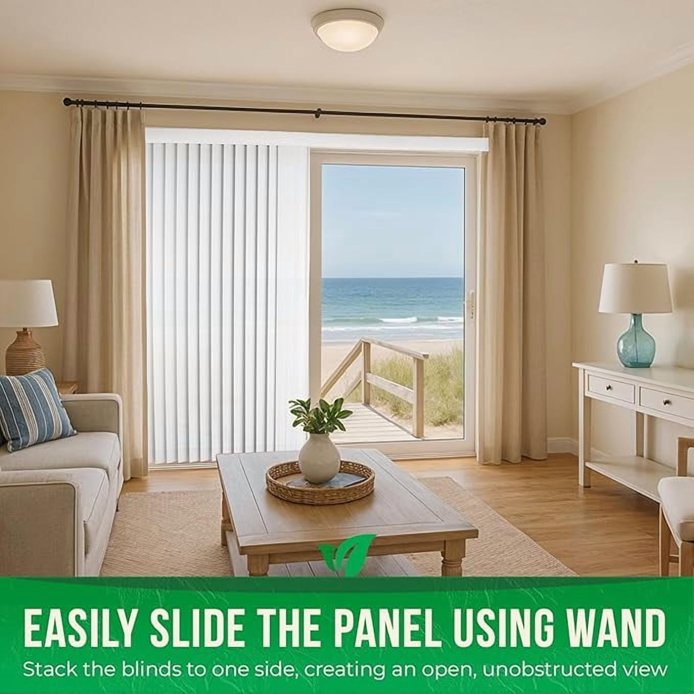 Calyx Interiors Vertical Blinds – 78" Width x 84" Height, White Light-Filtering Vinyl Blinds for Sliding Glass Doors, Patio Doors & Large Windows for home or office