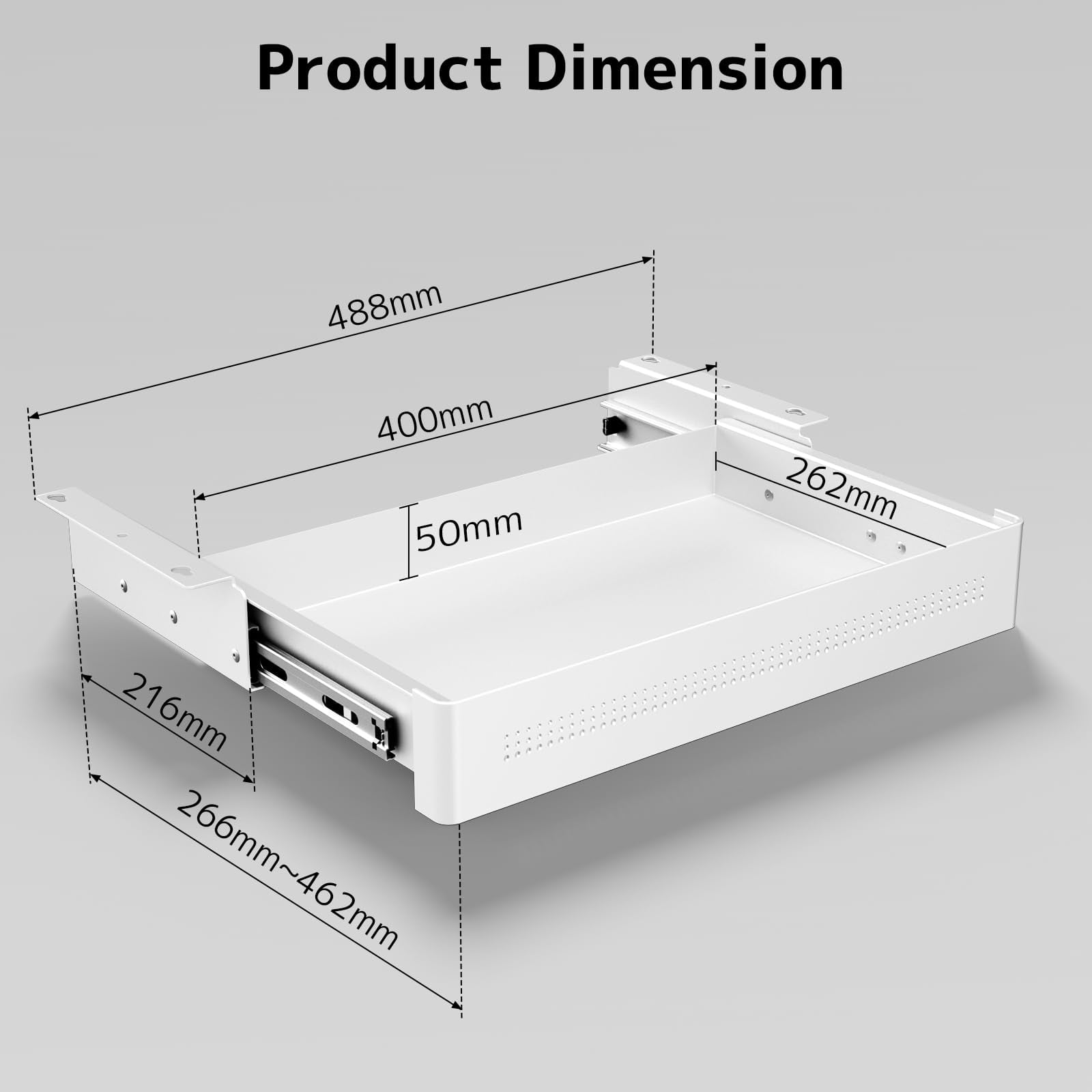 PUTORSEN Under Desk Storage Drawer 15.7" Wide - Smooth Slide Out Organizer for Standing Desk & Home Office, White