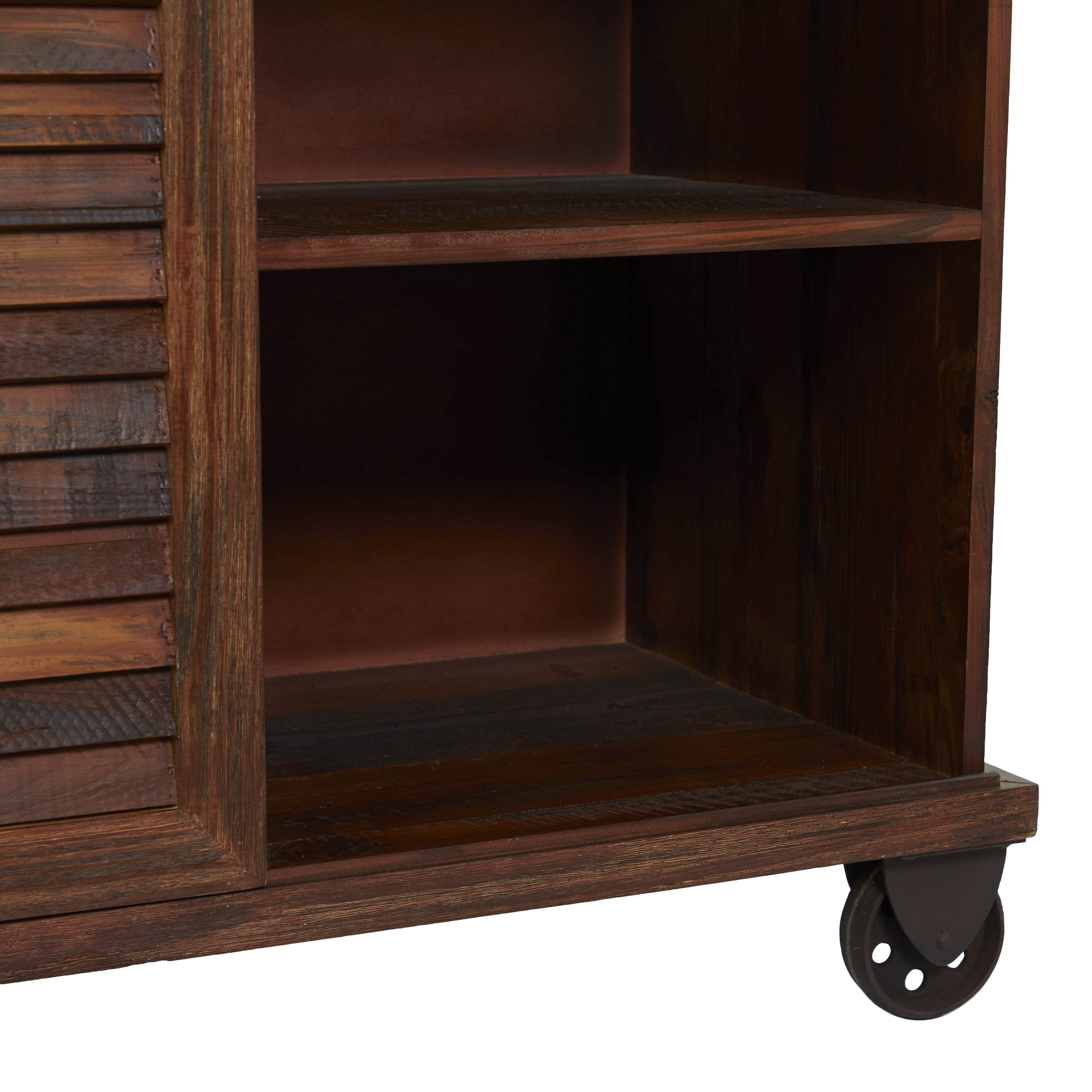 DecMode 54" x 33" Brown Wood 6 Shelves and 2 Doors Buffet with Wheels, 1-Piece