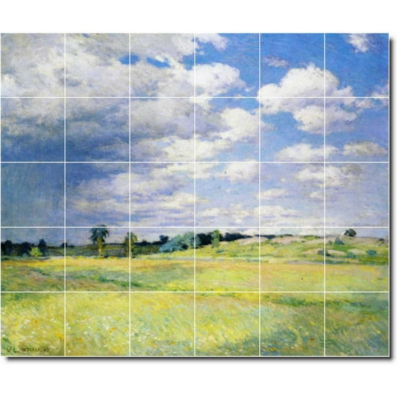 Ceramic Tile Mural-Willard Metcalf Country Painting 373. 25.5" w x 21.25" h using (30) 4.25 x 4.25 ceramic tiles