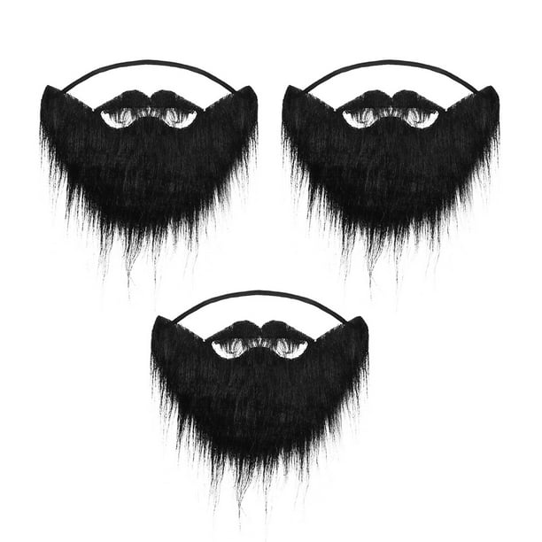 Accesorios de disfraces de fiesta de bigotes de simulación de barba falsa negra de Halloween de 3 piezas