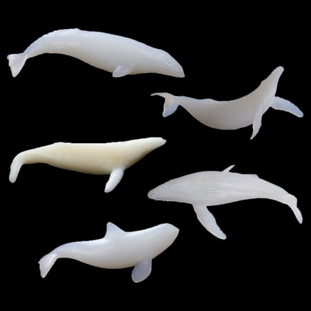 

✪ 5Pieces Animals Resin Molds Realistic Hand Painted Toy Figurine Models Kid S Party Supplies Luminous Whale Fillers