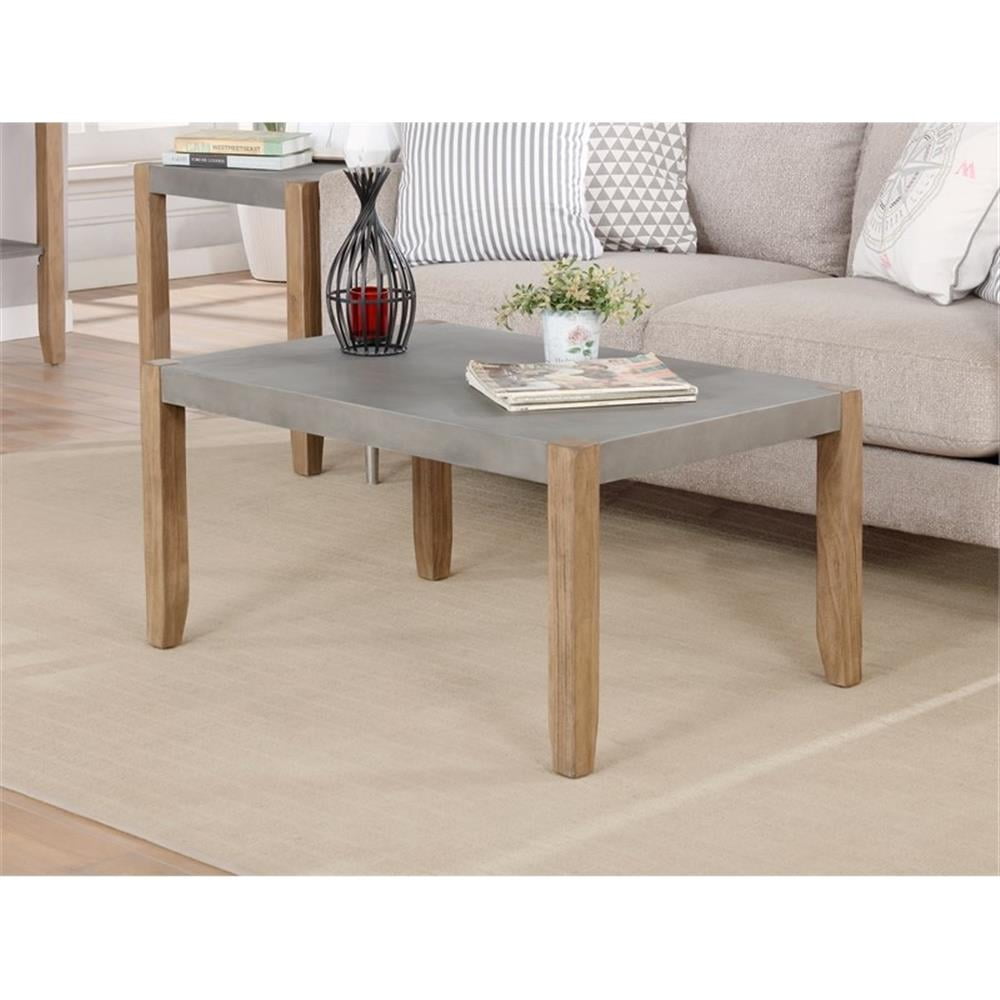 Alaterre Furniture Newport 4-Piece Faux Concrete and Wood Living Room Set
