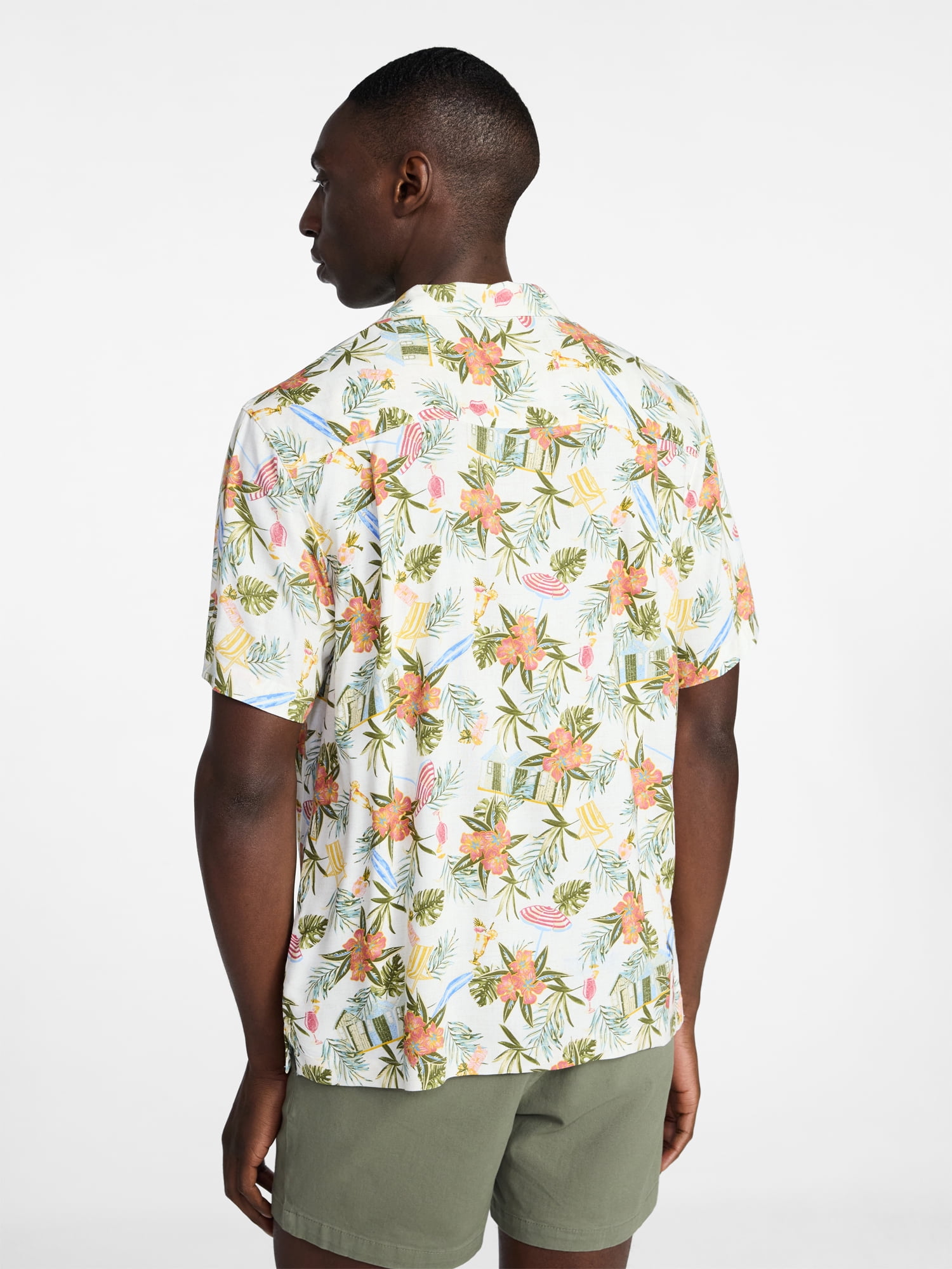 George Men's Relaxed Fit Printed Camp Shirt with Short Sleeves, Sizes S-3XLT