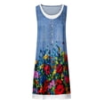 thumbnail image 4 of Uaswgudfs Womens Summer Denim Dresses Sleeveless Crewneck Button Down Tank Sundress Solid/Floral Print Jean Dress, 4 of 5