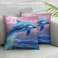 thumbnail image 3 of GOSMITH  Blue Ocean Dolphin Print Throw Pillow Cover Square Soft Cushion Cover Throw Pillow Case for Home Decor Living Room Bed Couch Car, 3 of 5