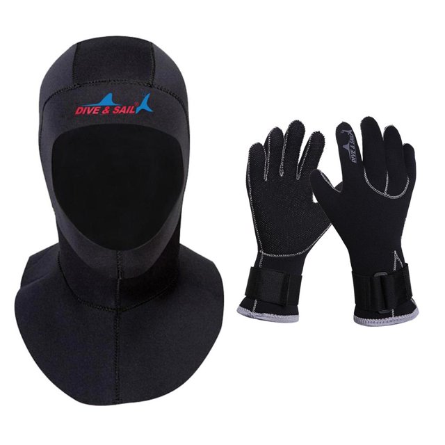 Guantes de neopreno premium de neopreno de 3 mm con cinco dedos, traje de neopreno, de buceo, máscara facial completa para buceo, esnórquel, k L Macarena Guantes de capucha de buceo