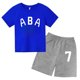 thumbnail image 3 of Ropa de bebé con estampado de letras para niños y adolescentes, conjunto de camiseta y pantalones cortos de verano de 2 piezas, conjunto informal de manga corta para niños y niñas, 3 of 5