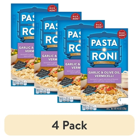 (4 pack) Pasta Roni Garlic & Olive Oil Vermicelli, 4.6 oz Box