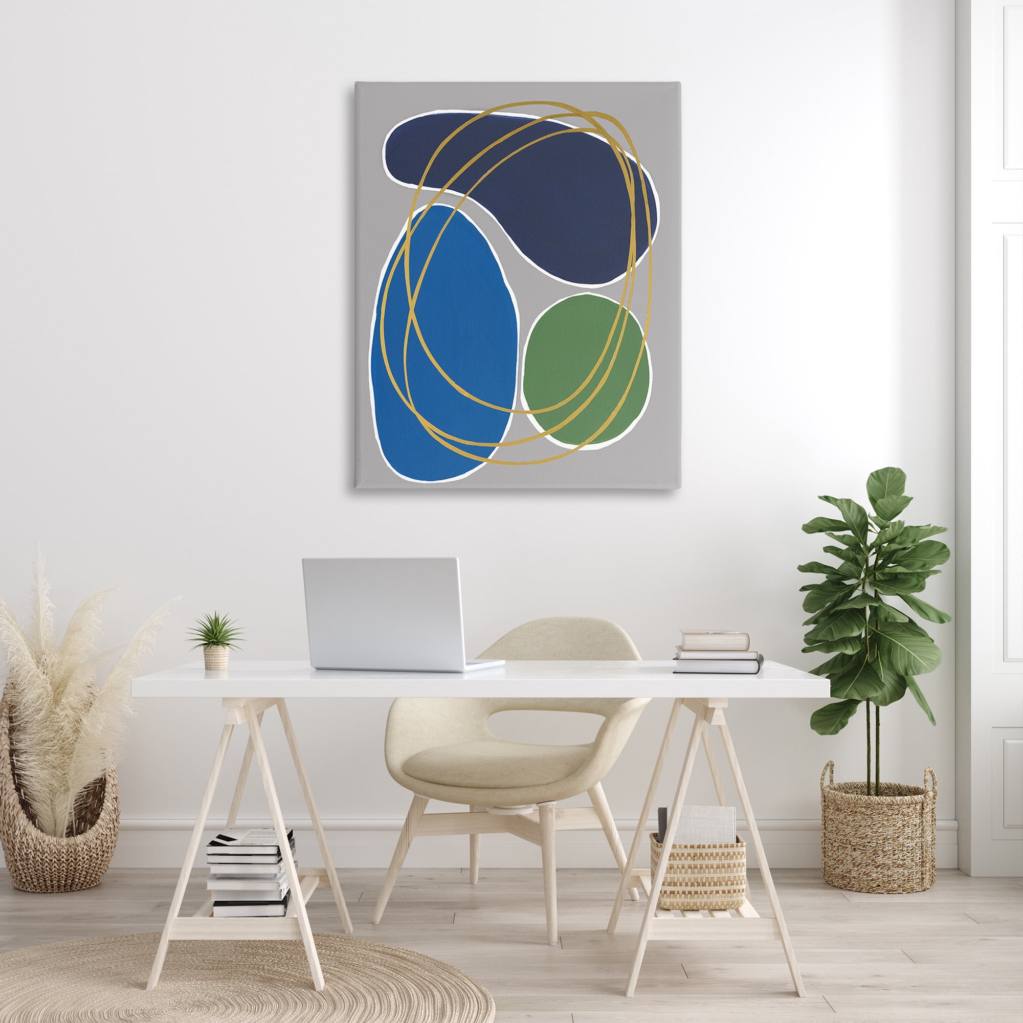 Stupell Industries Abstract Oblong Shapes Abstract Painting Gallery Wrapped Canvas Art Print Wall Art, 36 x 48