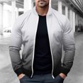 thumbnail image 2 of YLSDY Men's Ombre Bomber Jacket Long Sleeve Zipper Up Outwear Gradient Fashion Streetwear Coat Daily Wear Spring White XXL, 2 of 5