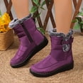 thumbnail image 2 of ibiyuan Snow Shoes For Women Winter Outdoor Boots For Cold Weather Thickened Warm Comfortable Footwear,Purple, 2 of 8