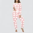 thumbnail image 4 of Fengactive Women's Long Sleeve Crew Neck Pajama Set With Pockets Printed Lounge Sets Two Piece Pj Outfits, 4 of 6