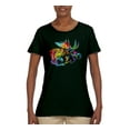 thumbnail image 2 of Colorful Rainbow Moose Head Wildlife Animal Lover Womens Graphic T-Shirt, Forest Green, 3XL, 2 of 3