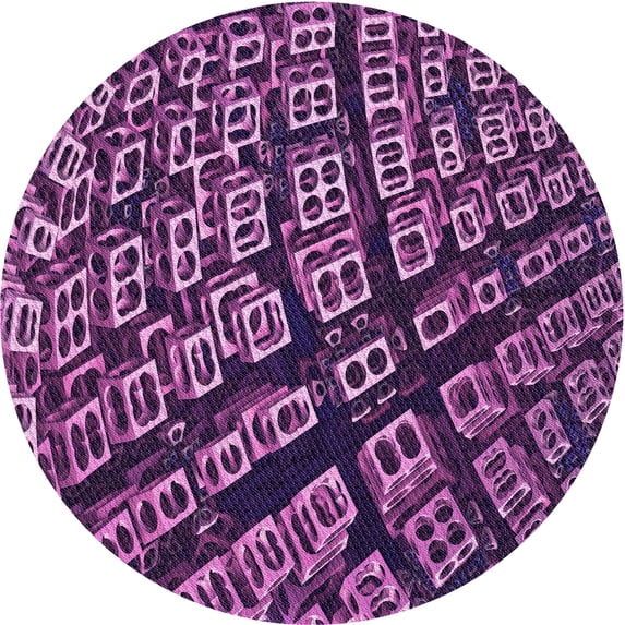Ahgly Company Indoor Round Patterned Dark Purple Area Rugs, 5' Round