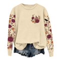 thumbnail image 4 of Women Halloween Floral Graphic Sweatshirt JIANLAI Crew Neck Long Sleeve Moon Rose Leaf Print Pullover Casual Autumn Fall Holiday Tops, 4 of 7