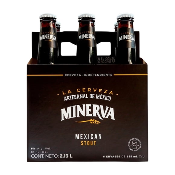 Cerveza oscura Minerva stout 6 botellas de 355 ml c/u