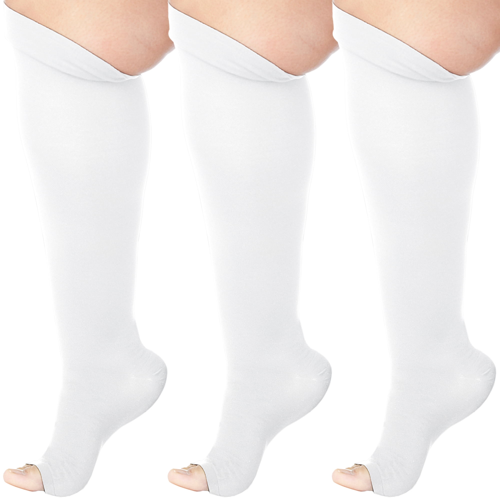 (3 Pairs)Made in USA - Women&Mens Compression Socks 10-20mmHg - White,Small