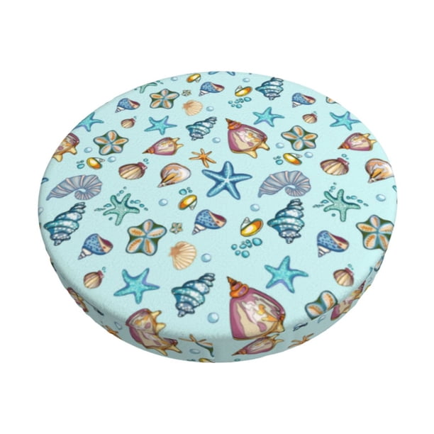 Balery Sea Shells 2 Fundas de asiento para taburete de bar redondo de tela de terciopelo ajustables que protegen de arañazos y manchas para sillas de 14 a 17 pulgadas.-12 inch