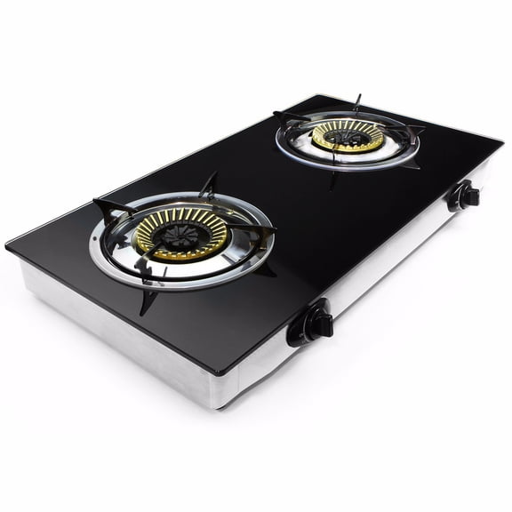 Barton Portable Double Burner Propane Stove with Auto Ignition, Outdoor Cooking