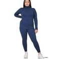 thumbnail image 2 of TheLovely Plus Size Microfiber Soft Fabric Mock Neck Long Sleeve Top & Leggings - 2 Pieces Tracksuit Set, 2 of 4