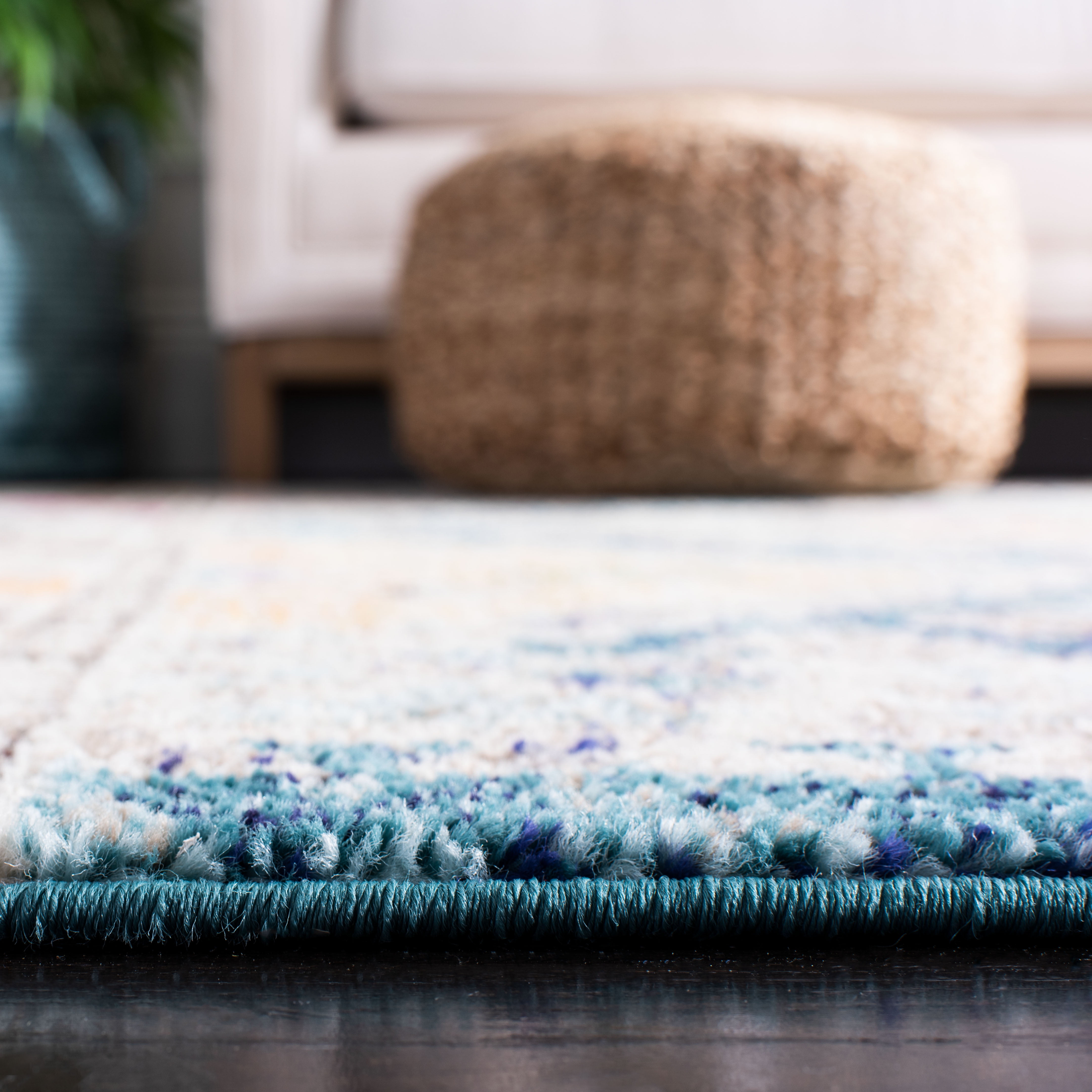 SAFAVIEH Madison Lanford Southwestern Area Rug, Dark Blue/Yellow, 9' x 12'