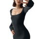 thumbnail image 4 of Txlixc Vestido largo y recortado para mujeres vestido de punto sólido, brazalete de cuello cuadrado, vestido de manga larga, vestido ajustado del Club de fiestas de primavera y otoño Txlixc moda, 4 of 9