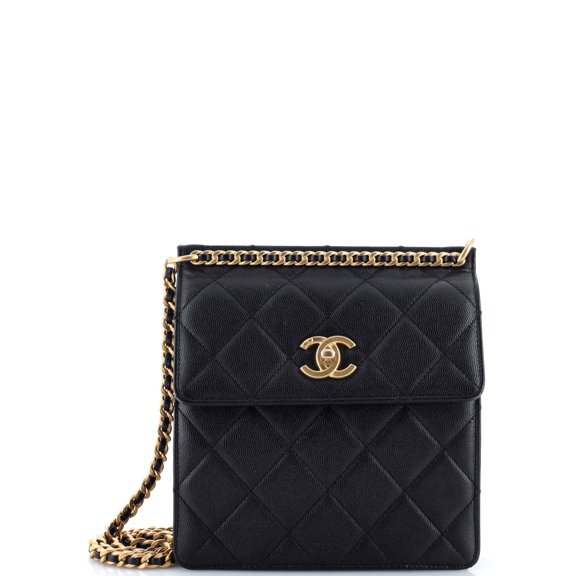 Pre-Owned Top Chain CC Square Crossbody Bag Quilted Caviar Small By Rebag