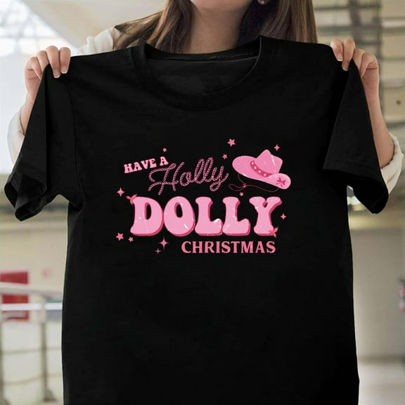 Holly Dolly Christmas Western Graphic Unisex T-Shirt, Retro Cowgirl Holiday Gift G0034, Up to Size 5XL