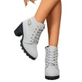 thumbnail image 4 of Women's Ankle Boots – Chunky Heel Lace Up Booties for Women Side Zipper Platform Lug Sole Round Toe Winter Fall Fashion Shoes, 4 of 6
