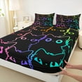 thumbnail image 3 of jejeloiu Neon Cartoon Kitten Bed Sheets,Gradient Line Cute Cat King Sheets,Kawaii Animal Sheet Set For Girls Teens,Ultra Soft Home Decor,4pcs, 3 of 7