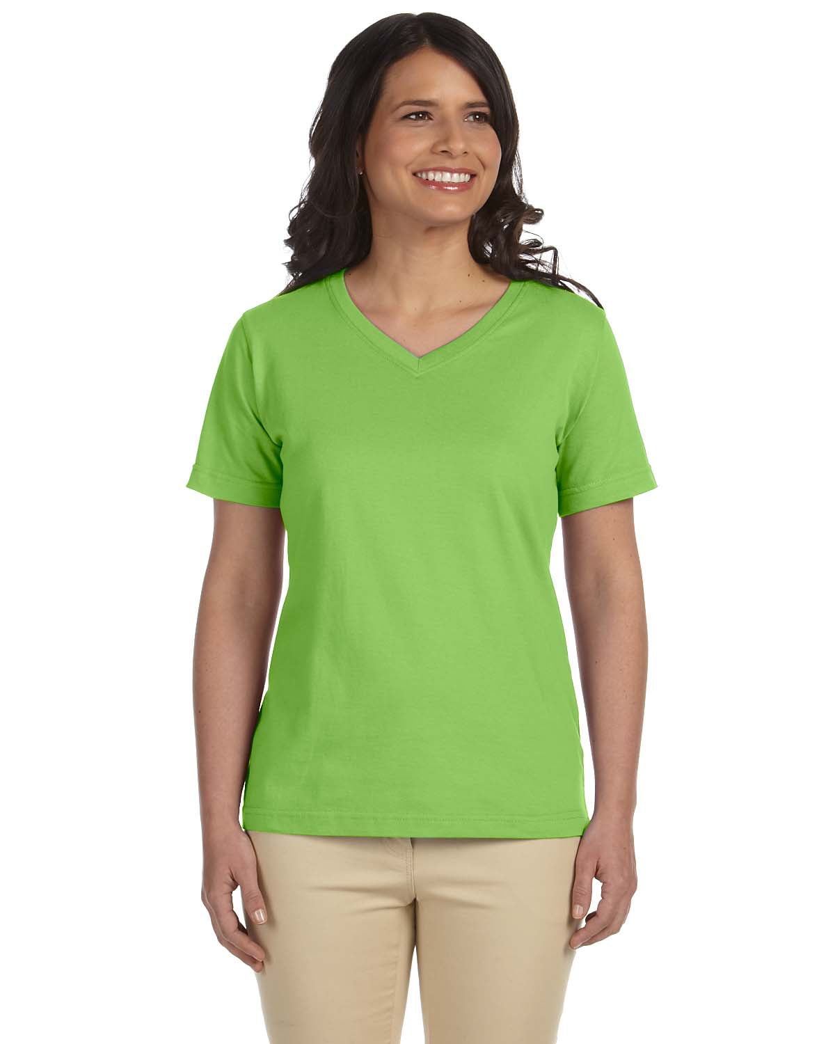 LAT Apparel The LAT Ladies' VNeck Premium Jersey TShirt KEY LIME
